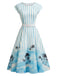 [Pre-Sale] Light Blue 1950s Striped Bow Dress 2