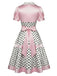 [Pre-Sale] Pink 1950s V-Neck Polka Dot Bow Satin Dress