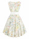 [Pre-Sale] Chartreuse 1950s Floral Bow Vintage Dress 3
