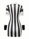 Black White 1970s Floral Striped Dress 2