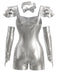 Silver 1980s Halloween Metallic Futuristic Shiny Romper Set