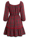 [Plus Size] Red 1950s Plaid V-Neck Waist Bow Swing Dress