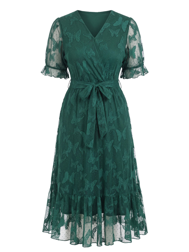 Plus Size Lace Bell Sleeve Midi Dress 2