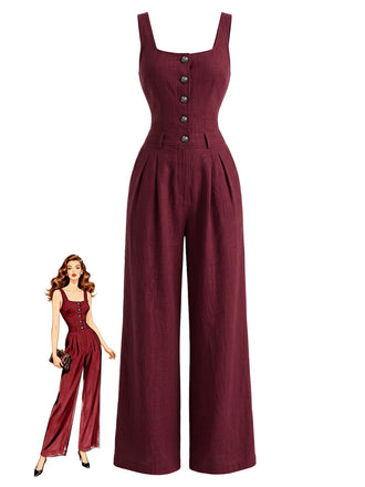 1940s Square Neck Vintage Classic Jumpsuit 3