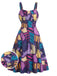 1950s Floral Square Neck Dress