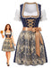 3PCS Blue 1950s Off‑Shoulder Top & Square Neck Dress & Lace Apron