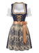 3PCS Blue 1950s Off‑Shoulder Top & Square Neck Dress & Lace Apron