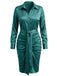 1960s Satin Ruched Tie Waist Shirt Dress
