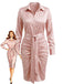 1960s Satin Ruched Tie Waist Shirt Dress