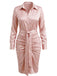1960s Satin Ruched Tie Waist Shirt Dress