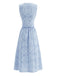 Light Blue 1950s V Neck Two Piece Set 3