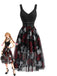 Black 1970s Floral Dress