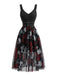 Black 1970s Floral Dress 2