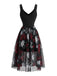 Black 1970s Floral Dress 3