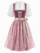 3PCS Pink 1950s White Top & Floral Square Neck Dress & Sequin Apron