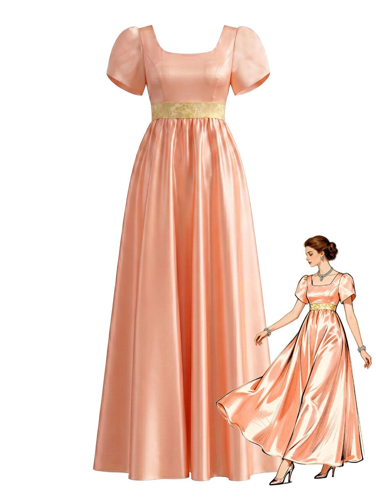 Ice Green 1920s Floral Satin Patchwork Dress 2