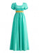 1930s Empire Waist Square Neck Satin Dress