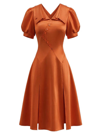 Orange 1950s Solid Halloween Vintage Dress