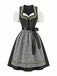 Black 1950s Plaid Lace Square Neck Two Piece Set