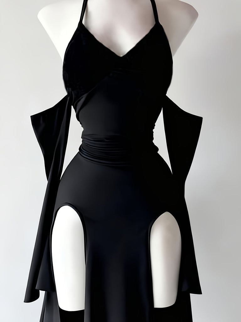 Black 1960s Halter Dress 4