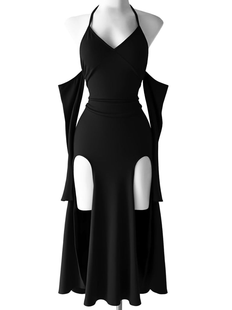 Black 1960s Halter Dress 5