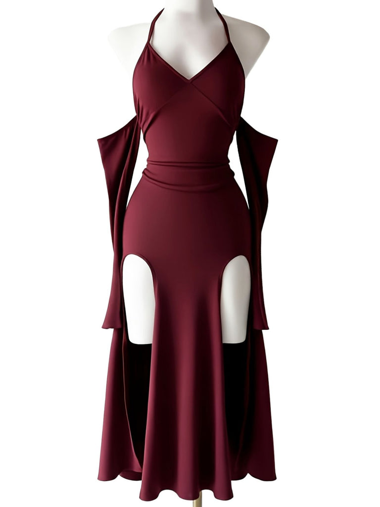 Black 1960s Halter Dress 7