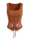 Light Brown 1950s Floral Square Neck Top