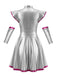 1970s Metallic Futuristic Space Pleated Dress