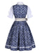 Dark Blue 1950s Floral V Neck Two Piece Set 2