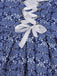 Dark Blue 1950s Floral V Neck Two Piece Set 5