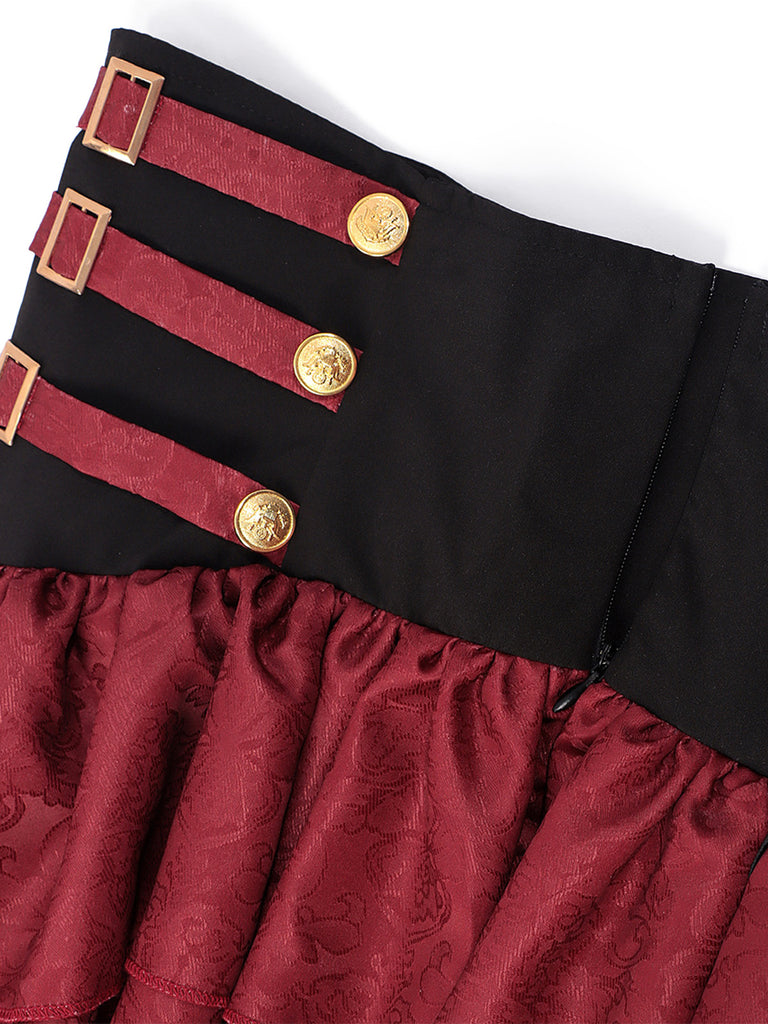 Wine Red 1950s Vintage Two Piece Set 9