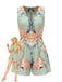 [Pre-Sale] Ice Green 1950s Floral V Neck Jumpsuit