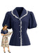 Navy Blue 1950s Lace Blouse