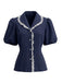 Navy Blue 1950s Lace Blouse 2