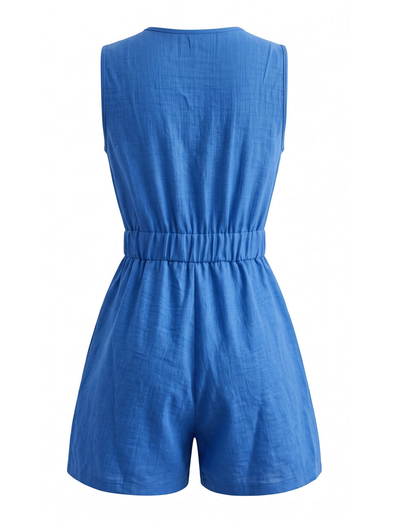 Lake Blue 1950s V Neck Jumpsuit 3