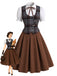 [Pre-Sale] 3PCS 1950s Puff Sleeve Blouse & Plaid Vest & Skirt Set