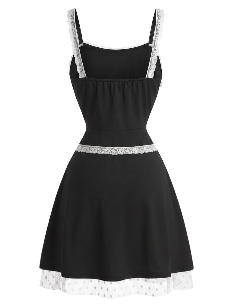 [Pre-Sale] Black White 1960s Lace Bow Dress 4