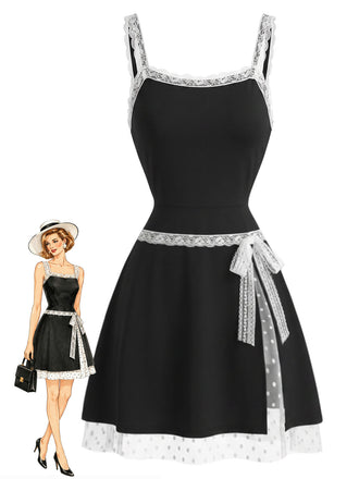 [Pre-Sale] Black White 1960s Lace Bow Dress 8