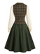 [Pre-Sale] 3PCS 1940s Bow Tie Blouse & Plaid Vest & A Line Skirt