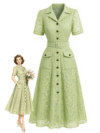 [Pre-Sale] Chartreuse 1960s Lace Dress 8