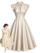 Beige 1950s V Neck Dress 1