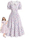 Purple Grey 1940s Dress 1