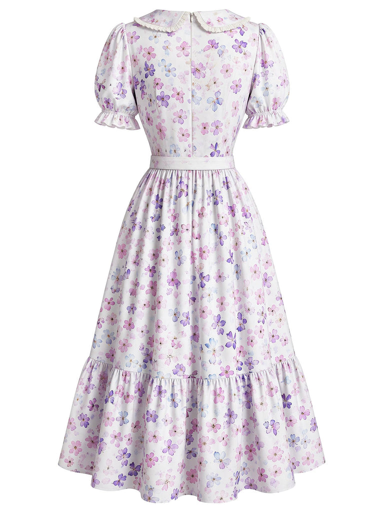 Purple Grey 1940s Dress 3