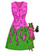 [Pre-Sale] 1960s Tie Neck Spooky Slime Drip Sleeveless Dress
