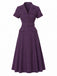 [Pre-Sale] Deep Purple 1940s Floral V Neck Striped Dress 2