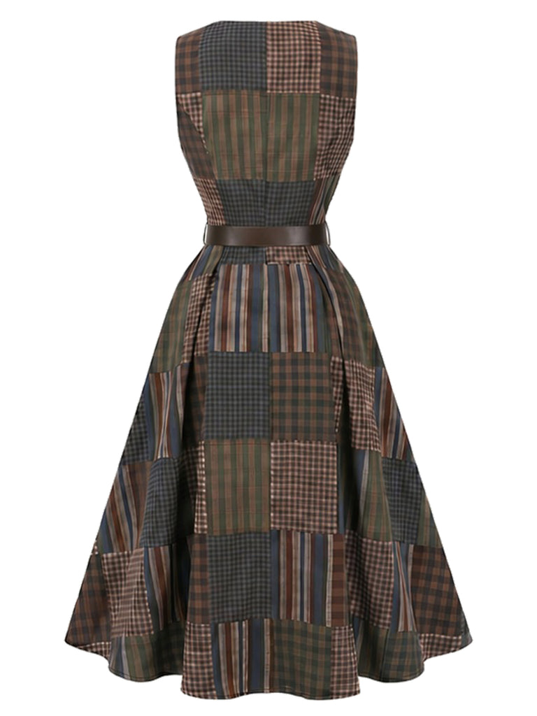 [Pre-Sale] Brown Floral V Neck Dress 3