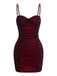 Red 1960s Ruched Mesh Bodycon Mini Dress