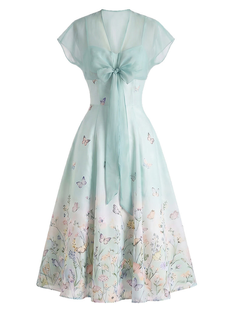 [Pre-Sale] Light Blue 1940s Floral Vintage Dress 2