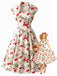[Pre-Sale] White 1950s Cherry Cap Sleeve Sweetheart Neck Swing Dress