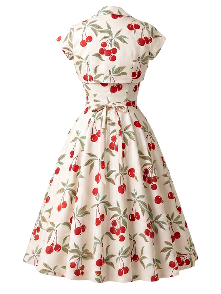[Pre-Sale] White 1950s Floral Bow Dress 3
